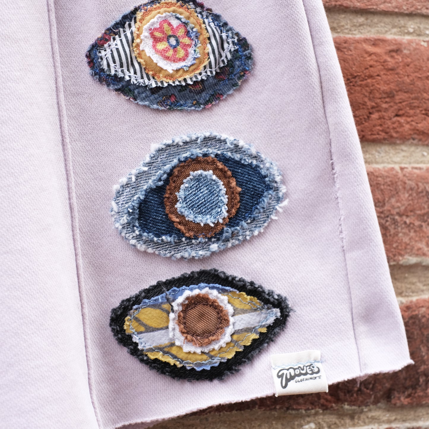 eyeball patch sweat shorts - lilac S