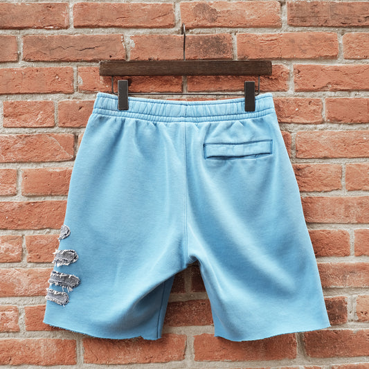 hand patch sweat shorts - blue S