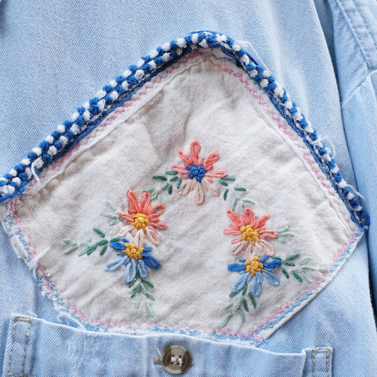 patchwork shirt - light denim longsleeve L