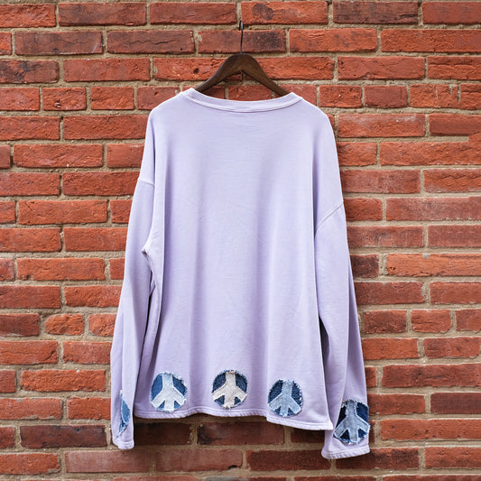 peace sign patch crewneck - lilac XL