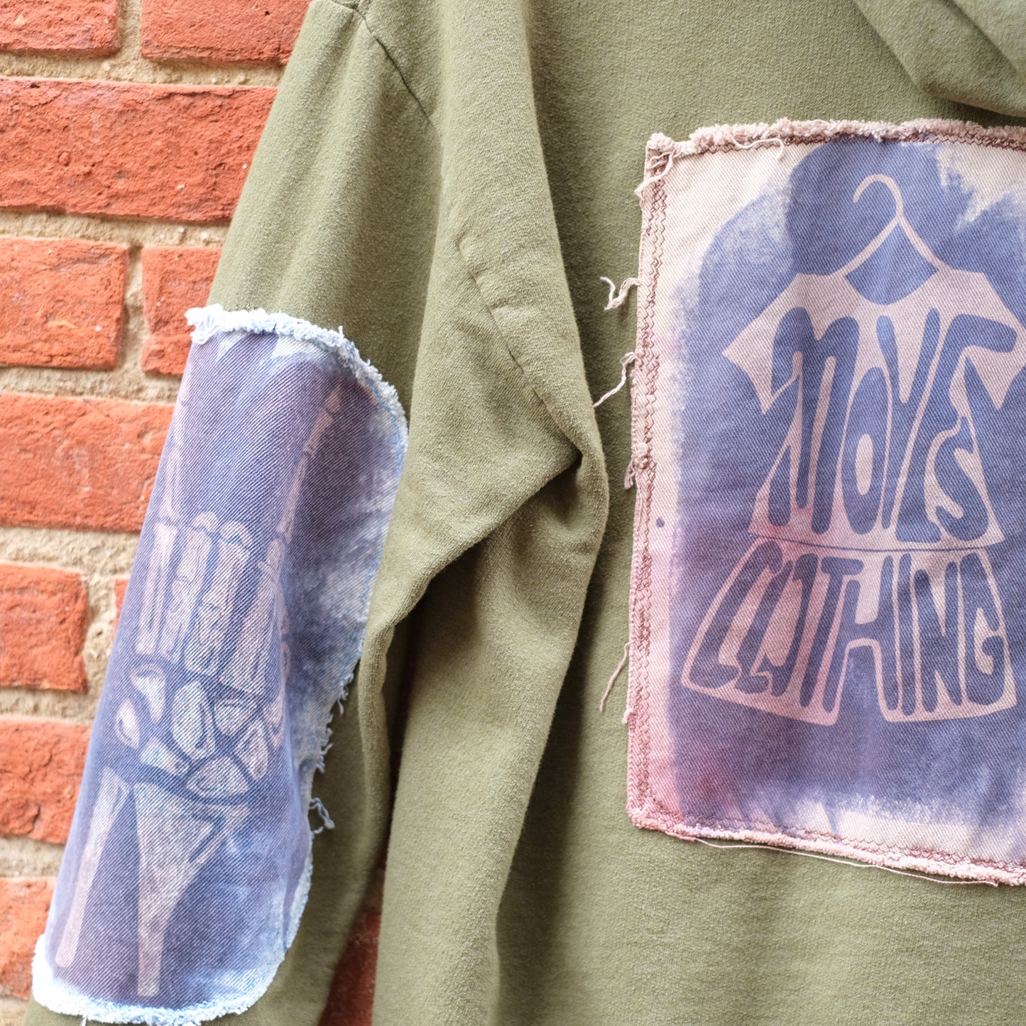 rock on + moves print zip hoodie - army green M
