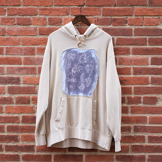 cowboy posse print hoodie- khaki XXL