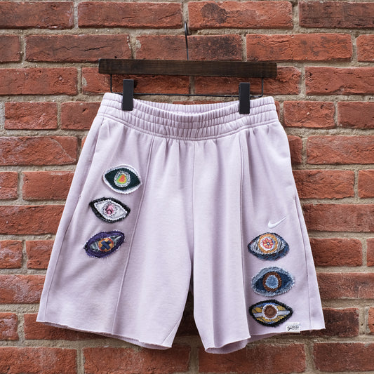 eyeball patch sweat shorts - lilac S
