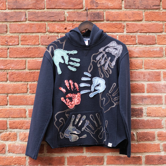 hand patch hoodie - black kids XL