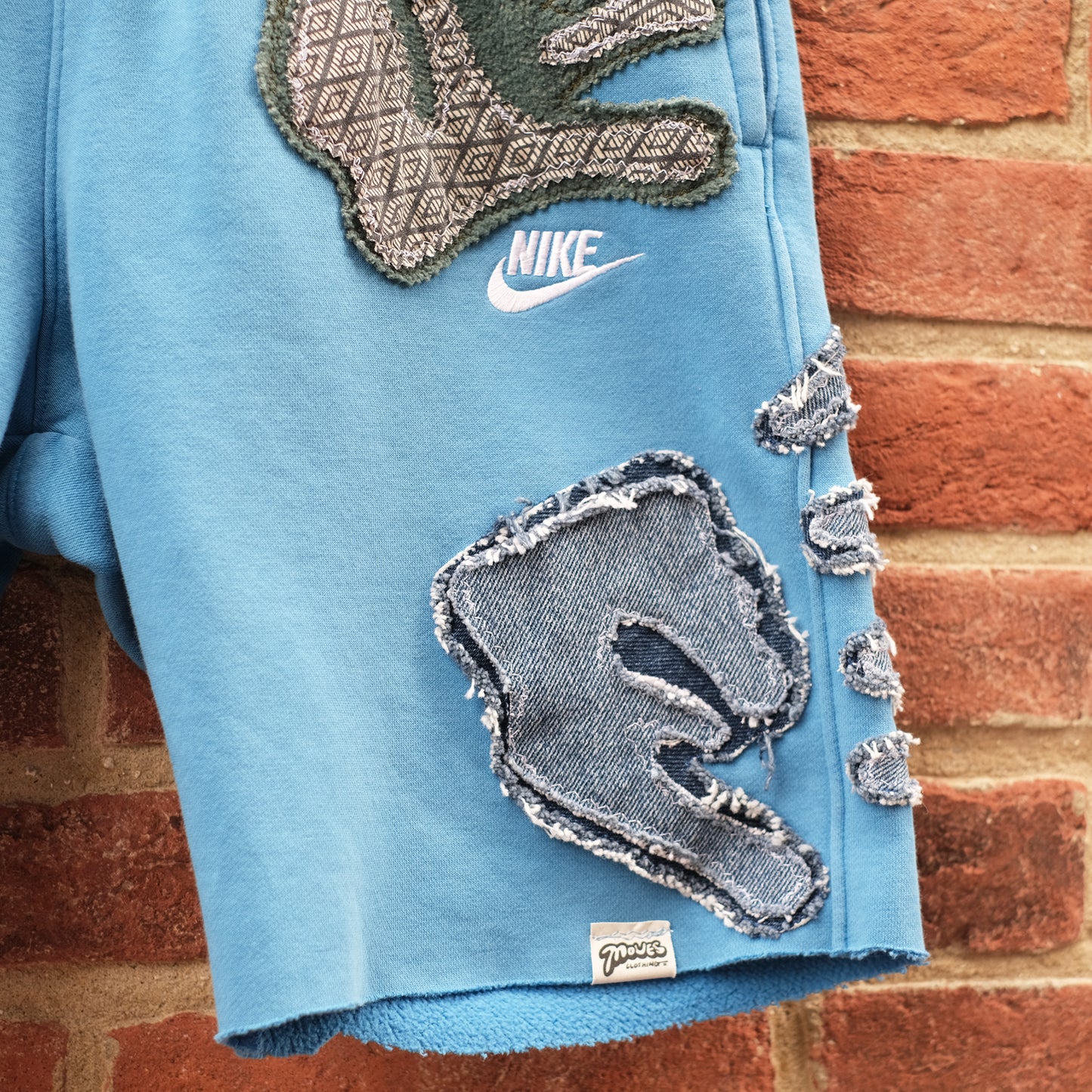 hand patch sweat shorts - blue S