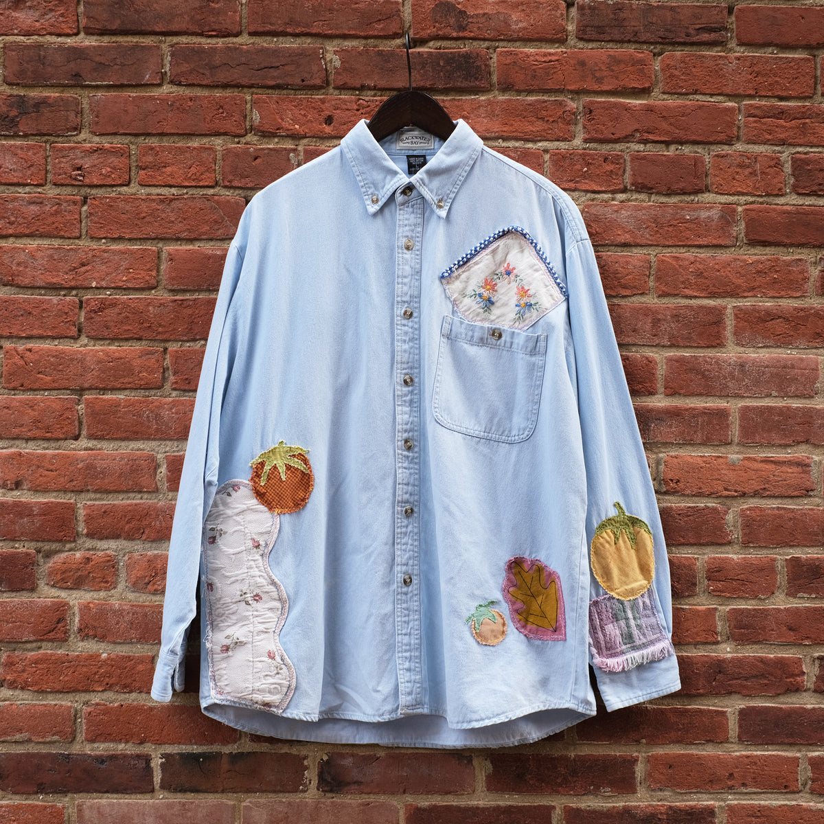 patchwork shirt - light denim longsleeve L – Moves Clothing Co