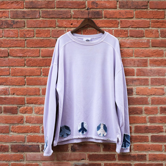 peace sign patch crewneck - lilac XL