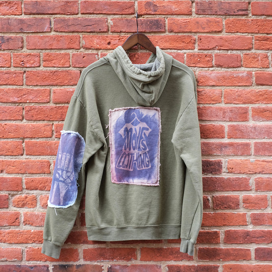 rock on + moves print zip hoodie - army green M